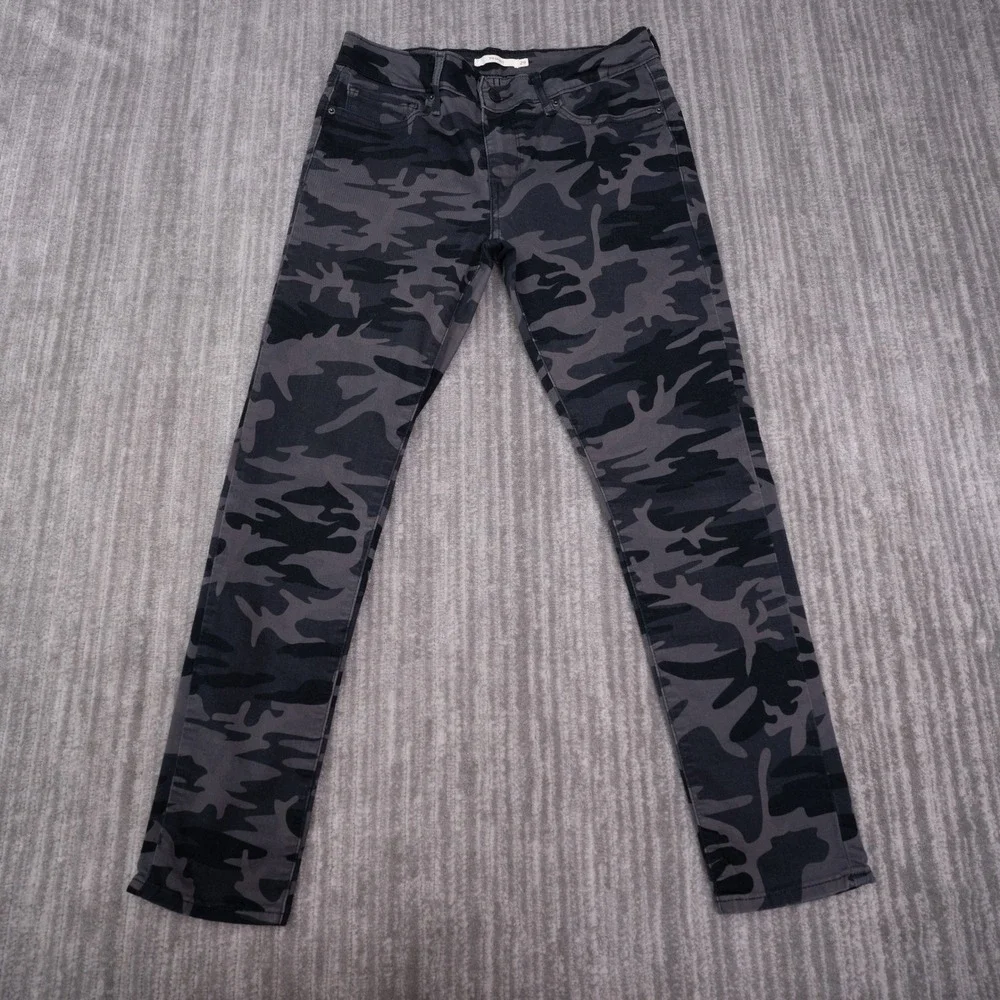 Levi's 711 Skinny Jeans Womens 29 Grey Camo Excellent Mid Rise Stretch Denim